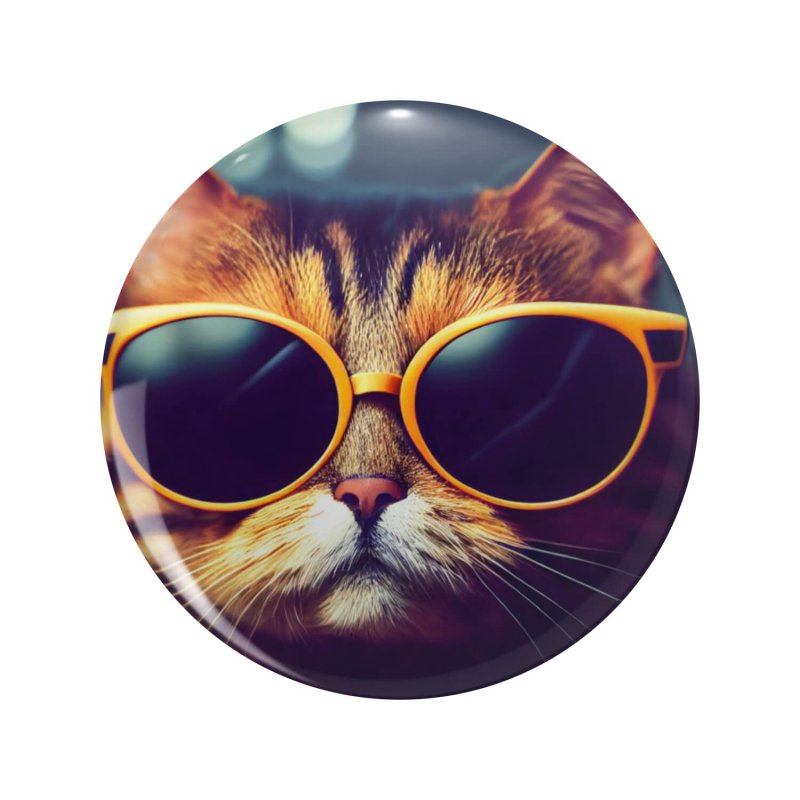 Cat Keychain Double Sided Stainless Steel With 3d Resin Design Round Pet Lover Accessory For Keys Backpack And Luggage 1 25 In