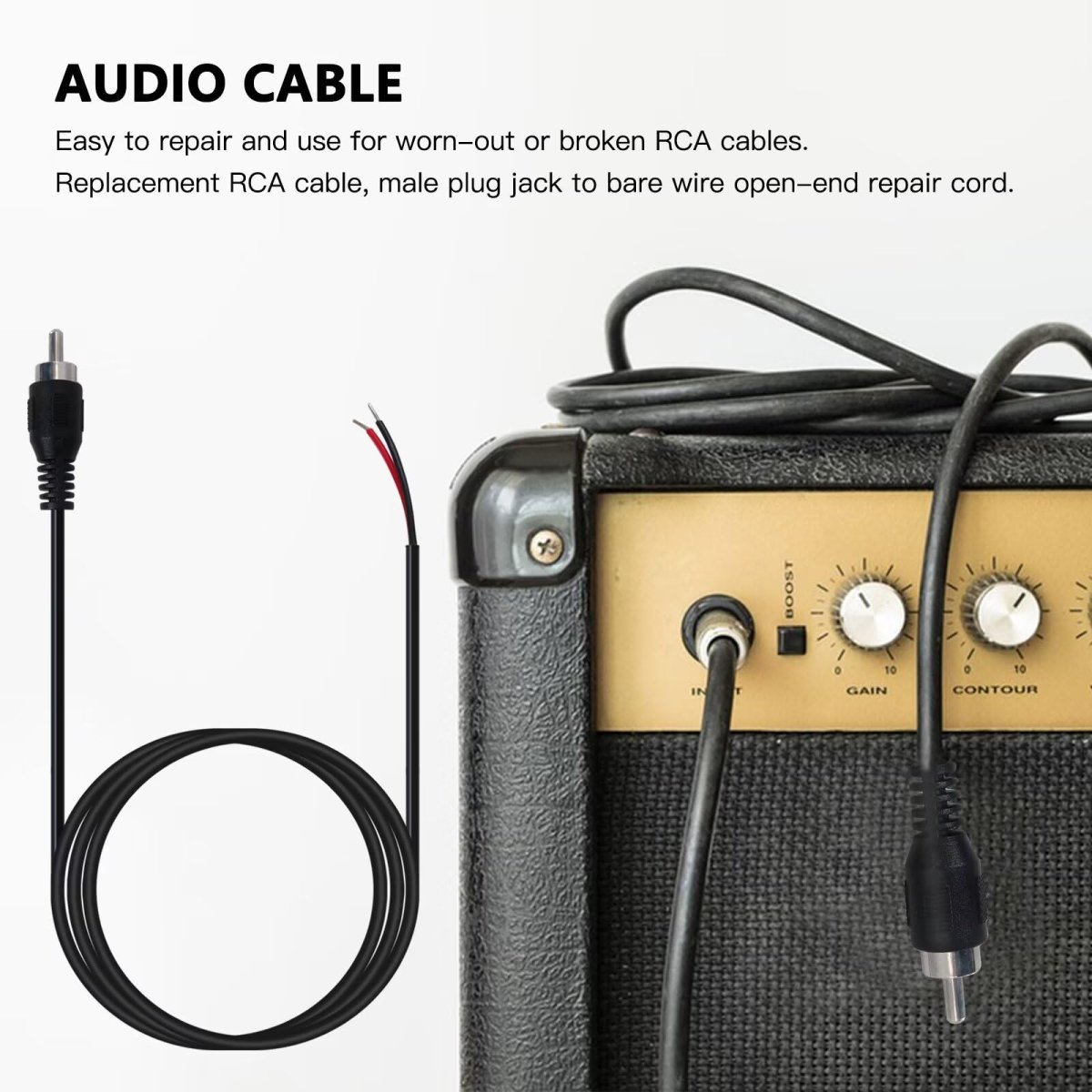 2pack 10 Ft Rca Male Plug To Wire Audio Speaker Subwoofer Hdtv Cable Cord