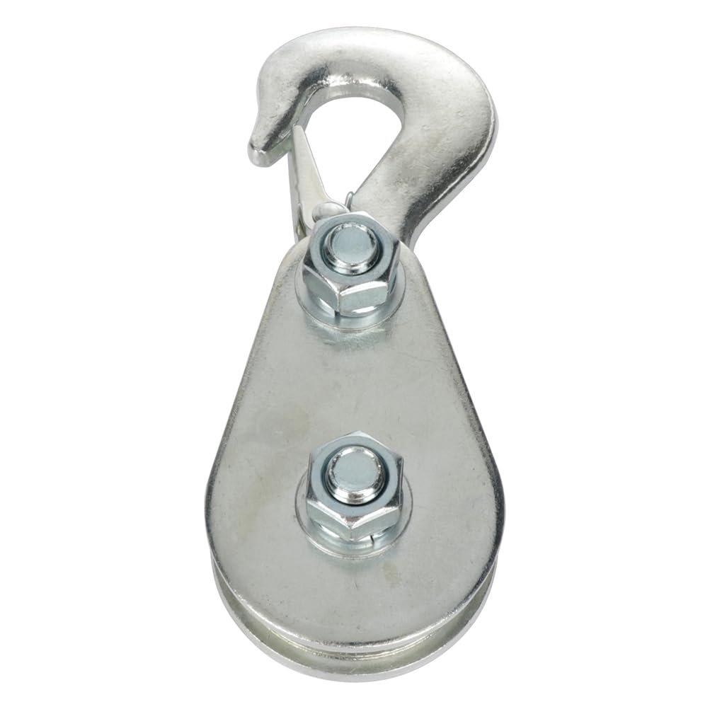 Pulley Hook 2 Ton 4400 Lbs Snatch Block With Heavy Duty Steel For 3 8 In Wire Rope Cable Winch Recovery Medium Size Universal