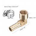 Uxcell Brass Hose Barb Fitting Elbow 10mm X G1 4 Female Thread Right Angle Pipe Connector With Stainless Steel Clamp