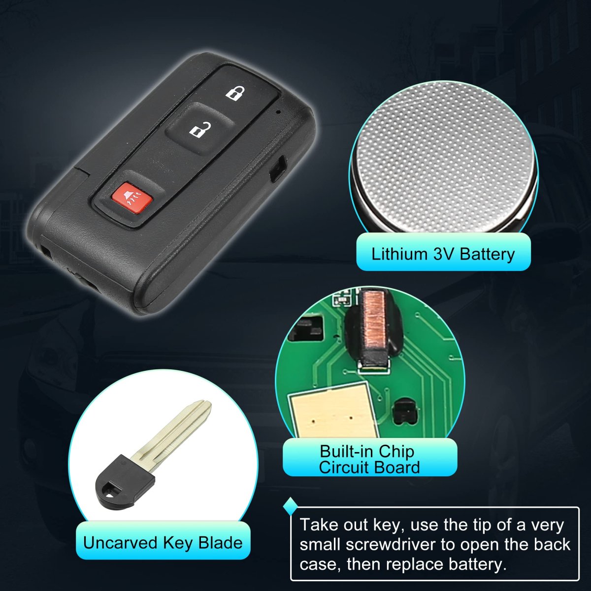 2pcs 312mhz Mozb21tg Replacement Proximity No Smart Entry Remote Key Fob For Toyota Prius 2004-2009 3 Buttons With Door