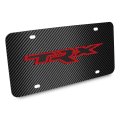 Ram 1500 Trx 3d Logo Red Line On Carbon Fiber Pattern Black Stainless Steel License Plate Official Licensed 