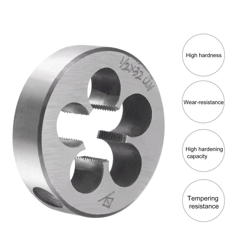 Round Threading Dies 1 2 -32 Un Alloy Tool Steel Machine Thread Repair Hand