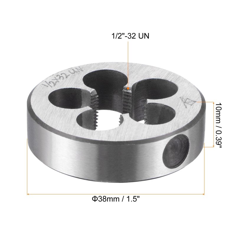 Round Threading Dies 1 2 -32 Un Alloy Tool Steel Machine Thread Repair Hand