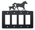 Mare Foal Horse Quadruple Gang Rocker Light Switch Wall Plate Quadruple Rocker Gfci Black 