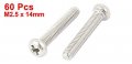 Uxcell M2 5 X 14mm 304 Stainless Steel Cross Head Phillips Pan Screws Bolt 60pcs