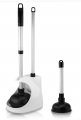Neiko 60168a Toilet Plunger Set 4 Piece Bonus Minisink Drain Bowl Brush Caddy Patented All-angle Design Telescopic Aluminum 