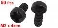 Uxcell M2 X 4mm Nylon Phillips Cross Pan Head Machine Screws Black 50 Pcs