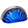 Cosmas 5 Pack 6381sn-bl Satin Nickel With Blue Glass Cabinet Cup Pull 3 Hole Centers 