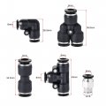 Uxcell Pneumatic 6mm Od Pu Air Hose Tubing Kit 10m Blue With Black Push To Connect Fittings