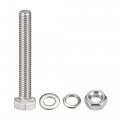 Uxcell M6 X 45mm Hex Head Screws Bolts Nuts Flat Lock Washers Kits 304 Stainless Steel Fully Thread Hexagon 6 Sets