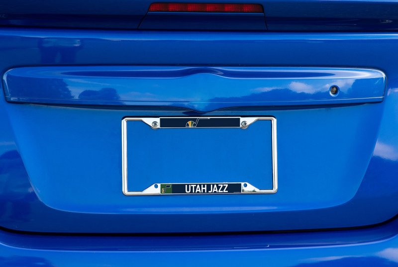 Utah Jazz Team Nba Metal License Plate Frame For Front Or Back Of Car Officially Licensed Up Close