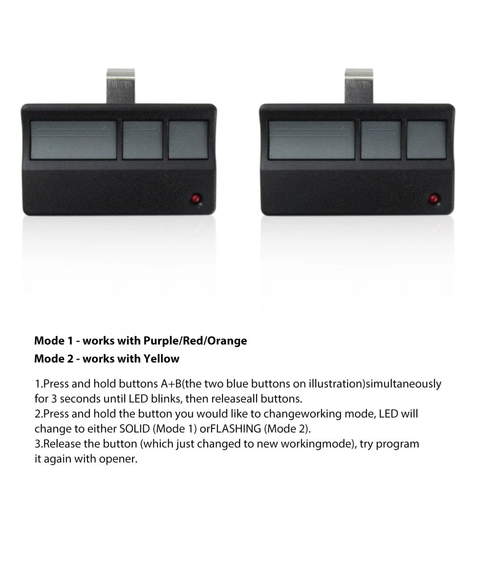2x Garage Door Opener Remote For Security 390 Mhz Red Or Orange Learn Button Openers 1997-2005 Replacement Liftmaster 972lm