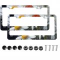 Foruidea Ladybugs And Daisies Spring Matte Aluminum License Plate Frame With Black Screw Capsi 2pcs 2 Holes Licensess Frames