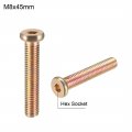 Uxcell M8x45mm Furniture Screw Hex Socket Machine Screws Zinc Plated Fasteners Bolts Full Thread Carbon Steel 10pcs