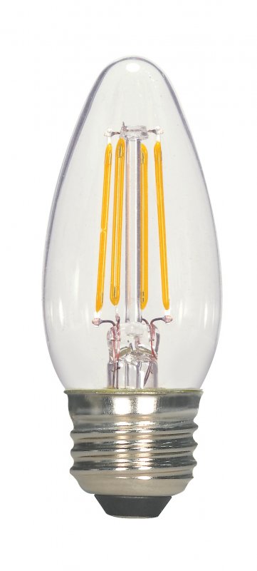 S9569 Led Light Bulb C11 Torpedo Shape Medium Base 40 Watt Equivalent Dimmable 2700 Kelvin 470 Lumens Glass 3 5 In Length