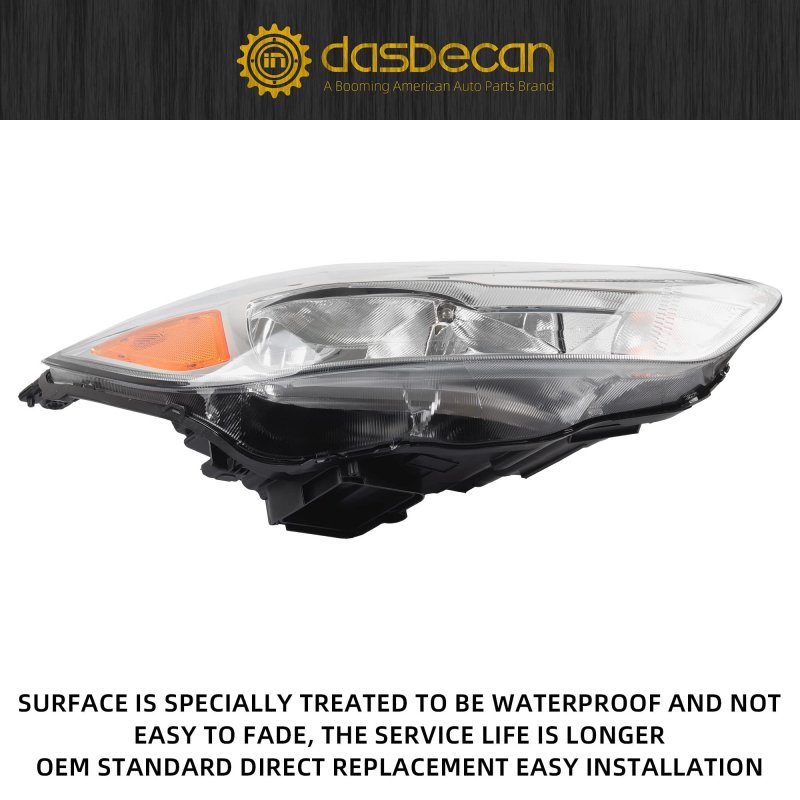 Dasbecan Halogen Headlights Assembly With Bulbs For Ford Focus 3rd Gen 2015-2018 W O Led Drl Right Passenger Side Chrome