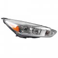 Dasbecan Halogen Headlights Assembly With Bulbs For Ford Focus 3rd Gen 2015-2018 W O Led Drl Right Passenger Side Chrome 