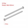 Uxcell M6x100mm Machine Screws Phillips Cross Pan Head Screw 304 Stainless Steel Fasteners Bolts 5pcs