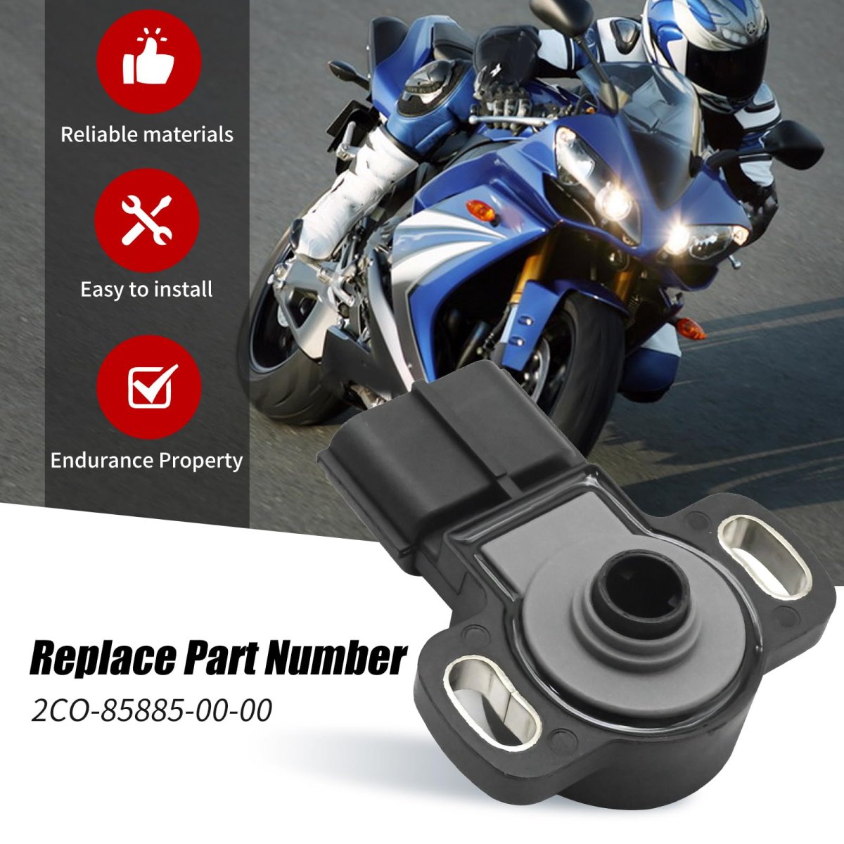 2co-85885-00-00 Throttle Position Sensor For Yamaha Yzf R1 2007 R6 2006 And R6s Analog Replacement