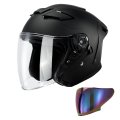 Tcmt Motorcycle Half Open Face Helmet For Adults Dual Visor 3 4 With Clear Tinted Shields Lightweight Abs Shell Removable 