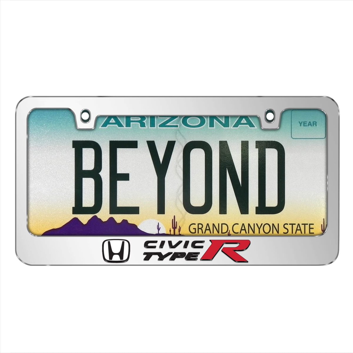 Honda Civic Type R 3d Mirror Chrome Metal License Plate Frame Official Licensed Universal Fit For Car Suv Truck 12 In X 6 With