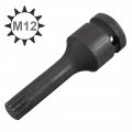 Uxcell 1 2 Drive X M12 12mm Impact Triple Square Spline Bit Socket Metric 3 Length Cr-mo Steel With O-ring And Dowel Pin