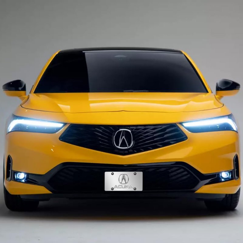 Acura Dual Chrome Logo In 3d On Mirror Stainless Steel License Plate