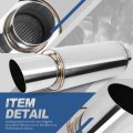 Universal 2 Inches Straight-through Muffler With Double Walled Slant Diagonal Cut Tip Stainless Steel