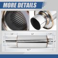 Universal 2 Inches Straight-through Muffler With Double Walled Slant Diagonal Cut Tip Stainless Steel