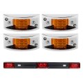 Partsam Led Trailer Lights Kit 4pcs Rectangle Chrome Plastic Armored Side Markers 14 17 Truck Id Light Bar 9led 3-lamp Red 