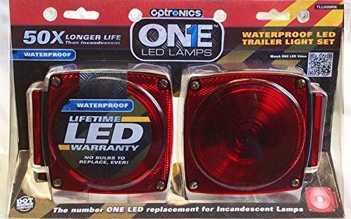 Optronics 2 Pack Universal Square Red Led Stud Mount Combo Tail Light Set Tll008rk
