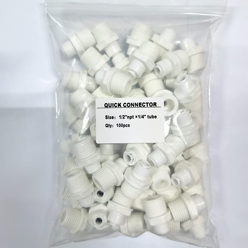 1 2 In Npt Male Thread To 4 Push Fit Tube Quick Connect Fittings For Ro Reverse Osmosis 100 Pack