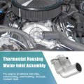 X Autohaux No 96407677 Engine Coolant Thermostat Housing Assembly Replacement For Chevrolet Aveo 2004-2008 Aluminum Silver Tone