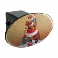 Christmas Holiday Santa Delivering Presents Holly Oval Tow Trailer Hitch Cover Plug Insert