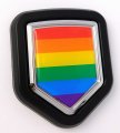 Pride Gay Lesbian Flag Car Truck Black Shield Grill Badge Grille Chrome Emblem 2 6 X 3 1