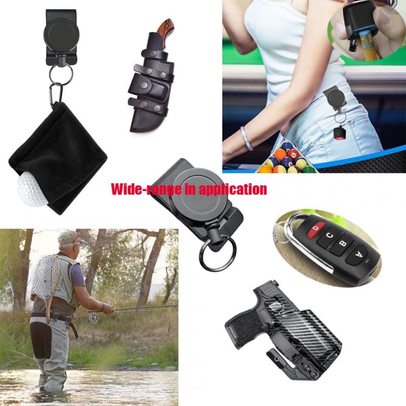Qinwuwu Xxhong 2pcs Heavy-duty Buckle Waist Key Chain Multi-tool Lock Belt Clip Retractable Stainless Steel Ring Anti-theft And