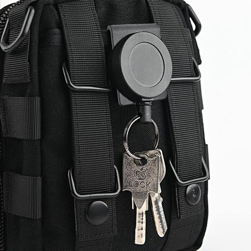Qinwuwu Xxhong 2pcs Heavy-duty Buckle Waist Key Chain Multi-tool Lock Belt Clip Retractable Stainless Steel Ring Anti-theft And