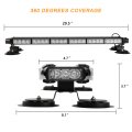 29 5 In Amber Led Emergency Strobe Light Bar 54 High Intensity Leds Double Side Flashing Warning With Magnetic Base For Trucks