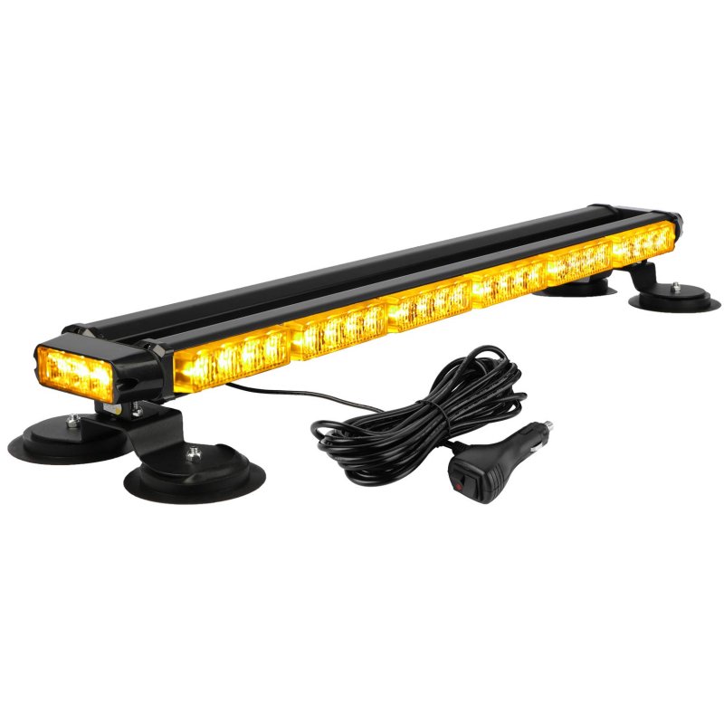 29 5 In Amber Led Emergency Strobe Light Bar 54 High Intensity Leds Double Side Flashing Warning With Magnetic Base For Trucks