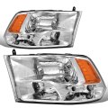 Auto Dynasty Compatible With Dodge Ram Pair Of Chrome Amber Corner Quad Headlight Dual Row Led Red 3rd Brake Light 4th Gen Ds