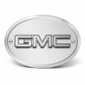 Ipick Image Made For Gmc 3d Logo On Brushed Oval Billet Aluminum 2 Inch Tow Hitch Cover