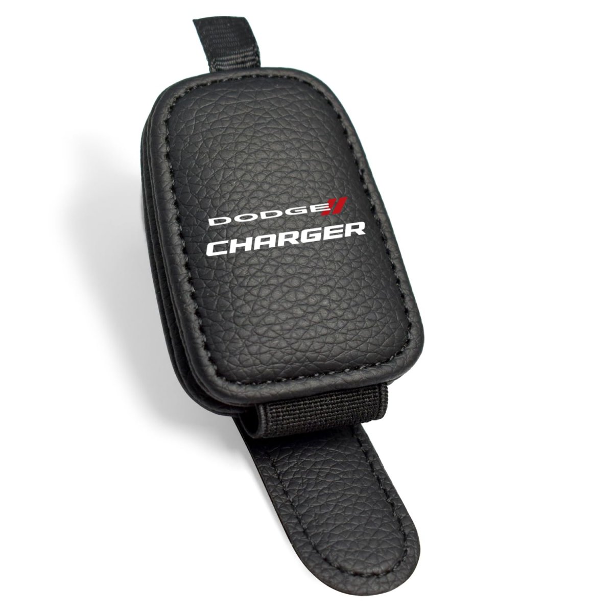 Dodge Charger Rectangle Black Leather Magnetic Sunglass Holder Car Sun Visor Mount Clip Official Licensed 2 5 In X 1 8 Bkt