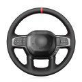 Mewant Hand-stitched Car Steering Wheel Covers For Dodge Ram 1500 2019-2023 Custom Design By Suede Genuine Leatheri Without