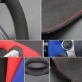 Mewant Hand-stitched Car Steering Wheel Covers For Dodge Ram 1500 2019-2023 Custom Design By Suede Genuine Leatheri Without