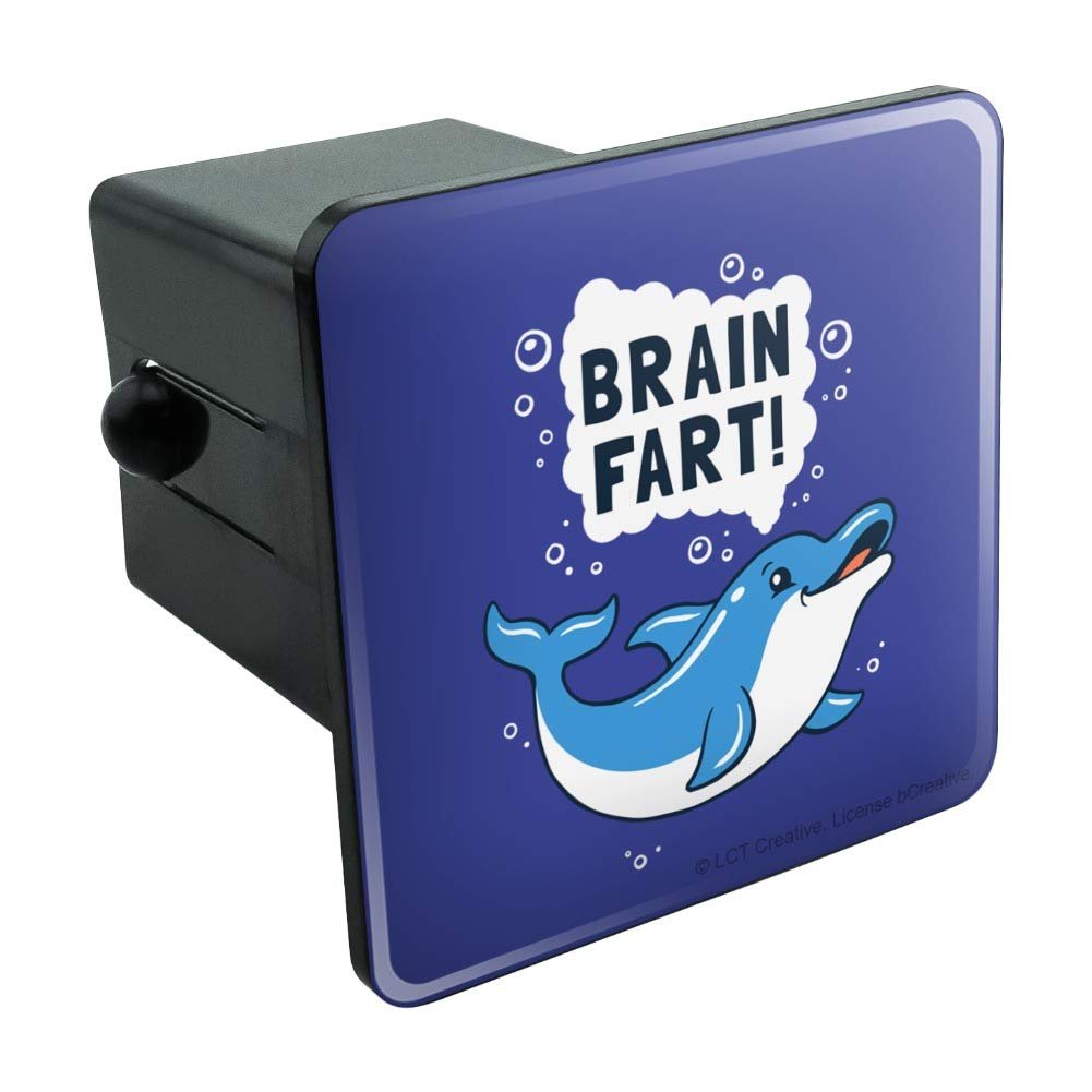 Brain Fart Dolphin Funny Humor Tow Trailer Hitch Cover Plug Insert For 2 In Receivers Black Abs Plastic With Uv Resistant Resin