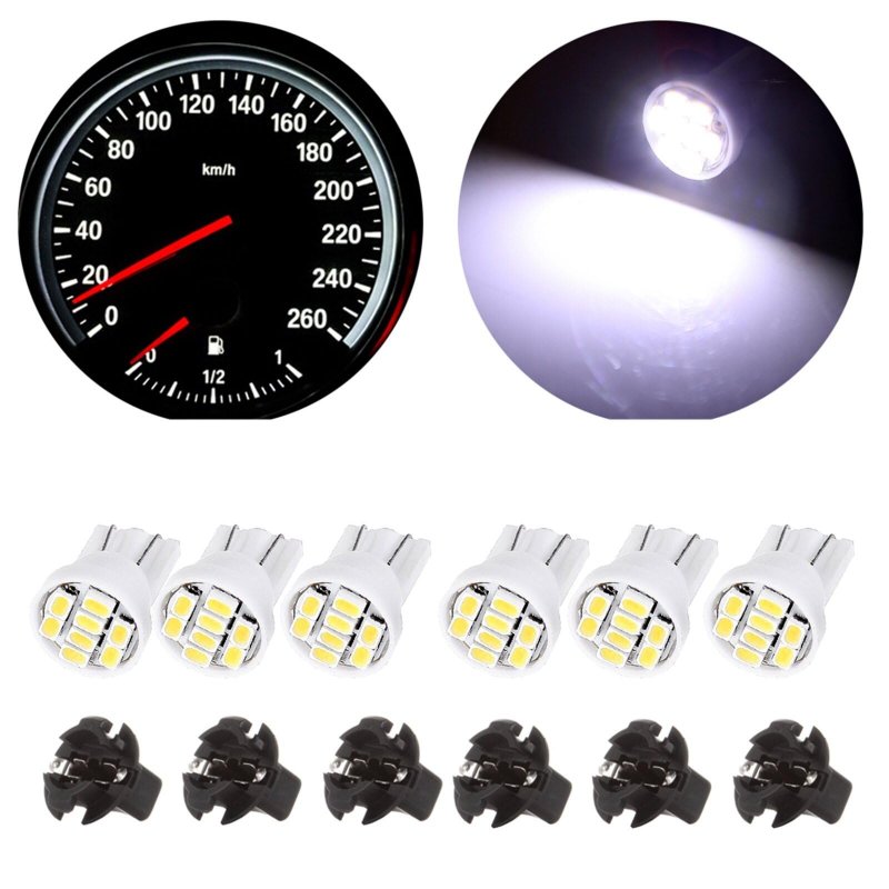 6x T10 5 8 In Instrument Cluster Dash Panel Lights With Twist Lock Socket Super Bright Led Interior Bulbs For Ford Vehicles