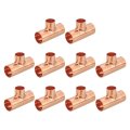 1-inch X 3 4-inch Copper Reducing Tee Pressure Pipe Fitting Connector For Plumbing Supply And Refrigeration 10pcs 