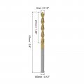 Uxcell High Speed Steel Straight Shank Twist Drill Bit Fully Ground Titanium Coated 3mm Diameter 34mm Total Length 12mm 4 Pcs