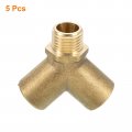 Uxcell Brass Tee Pipe Fitting 1 4 X Npt 3 Way Y-connector Coupler Adapter For Gas Transport Connect Pipelines 5 Pcs